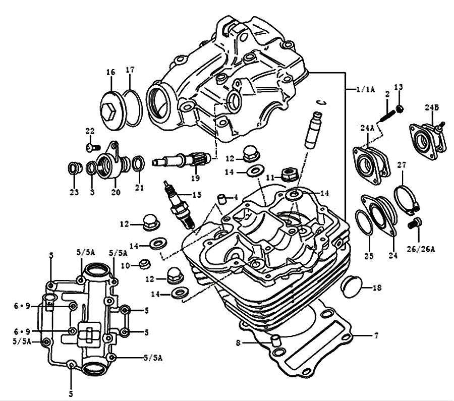 Kreidler Supermoto/Enduro 125 Zylinderkopf Ersatzteile