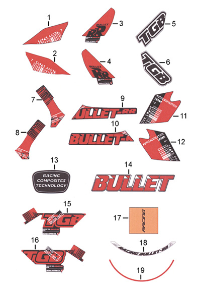 TGB Bullet RR 50 Mod. 2010 Aufkleber Ersatzteile