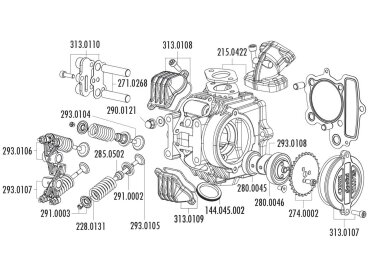 Kipphebel (Einlass) mit Ventileinstellschrauben Polini für 4V Zylinderkopf für Honda XR 50, Polini XP4T
