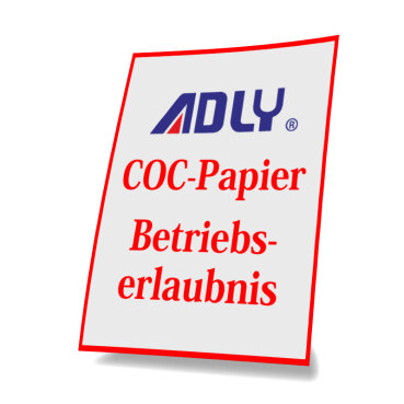 Anforderung Zweitschrift Betriebserlaubnis/COC-Papier für Adly Roller
