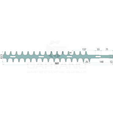 Heckenscherenmesser GRANIT, für Shindaiwa / Iseki DH 230, DH 231, beidseitig, außen und innen, Länge (mm): 660