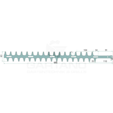 Heckenscherenmesser GRANIT, für Tas Tanaka THT 210, THT 2100, beidseitig, außen und innen, Länge (mm): 695