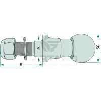 Kugelkopfbolzen GRANIT, 50 mm mit Gewindeanschluss, Gewinde M 22x1,5, bis. max. 3.500 kg Anhängelast