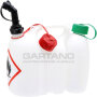 Doppelkanister GRANIT, Ausführung: 3 Liter Kraftstoffgemisch, 1 Liter Kettenöl, weiß / transparent, Zulassung UN/BAM