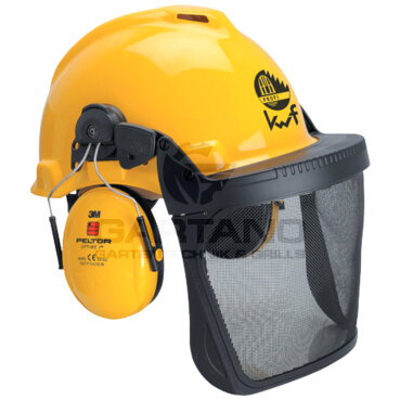 Kopfschutz-Kombination Peltor, Ausführung: mit Visier Polyamid 5B (Nylongitter), Farbe: gelb